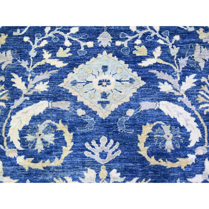 10'2"X13'8" Blue Fine Peshawar With Heris Hand Knotted Natural Wool Rug