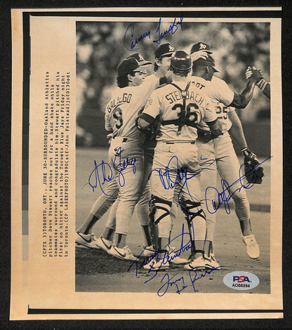 Stewart No Hitter Multi Signed (6) 1990 6X8 Wire Photo A'S Mcgwire Psa 196034