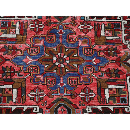 10'X12'4" Ruby Red Vintage Zoroastrian Heris Wool Hand Knotted Clean Rug
