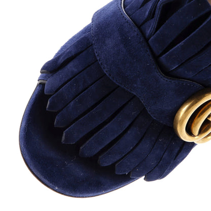 Suede Gucci Women's GG Marmont Fringed Heeled Sandals