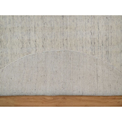 6'X6' Ivory Vertical Stripes Design Natural Wool Hand Loomed Round Rug