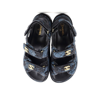 Chanel Women'S Dad Sandals Quilted Printed Denim
