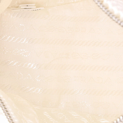 Prada Triangle Logo Zip Crossbody Bag Crochet Raffia Small