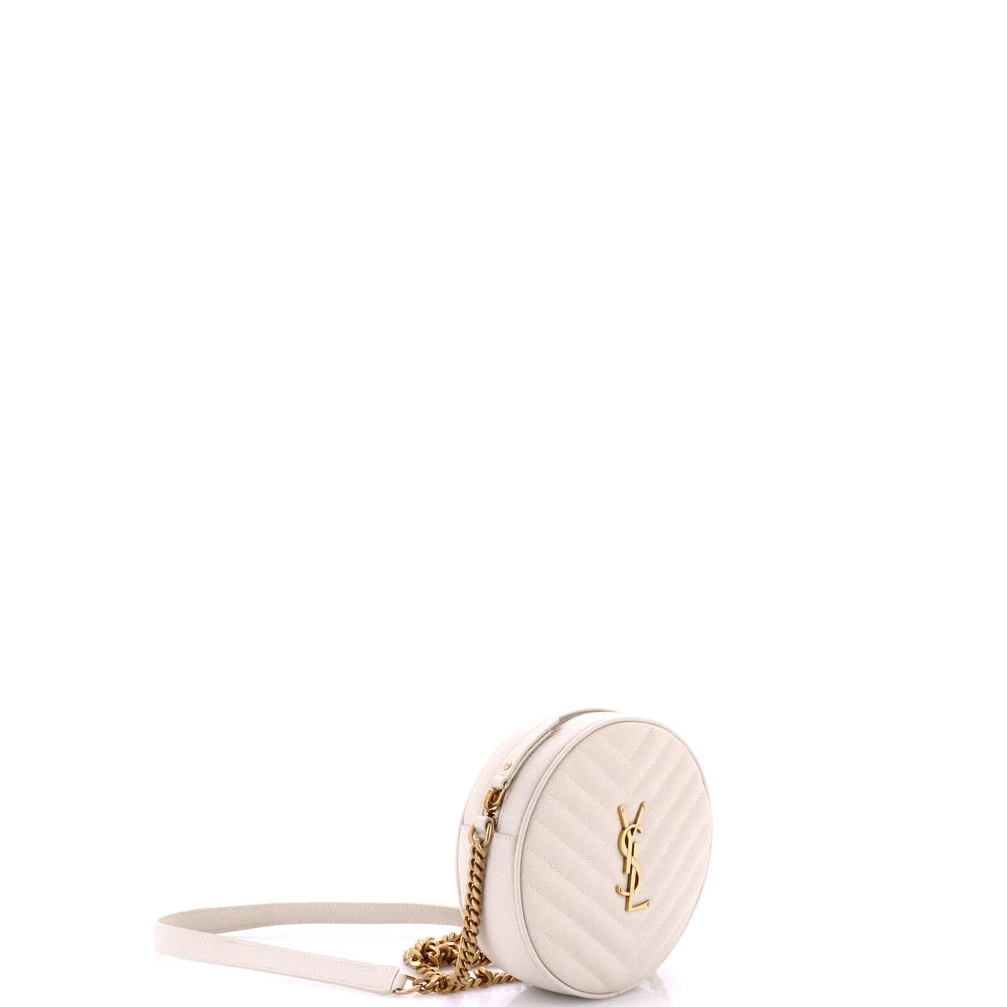 Saint Laurent Vinyle Round Camera Bag Matelasse Chevron Leather