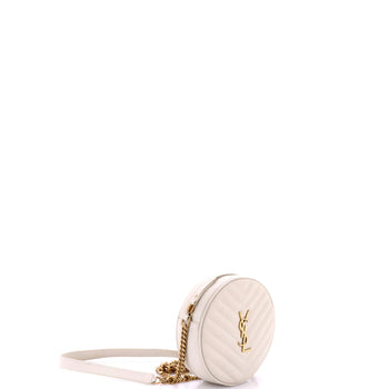 Saint Laurent Vinyle Round Camera Bag Matelasse Chevron Leather