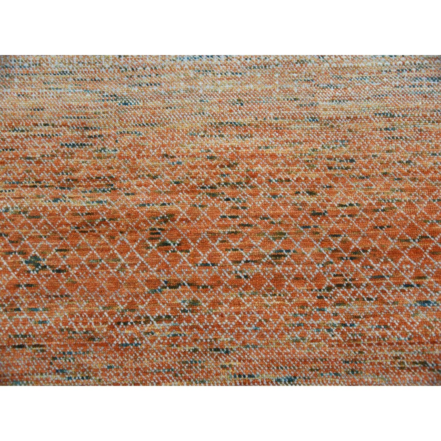 9'10"X13'10" Orange Hand Knotted Modern Chiaroscuro Collection Wool Rug