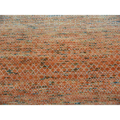 9'10"X13'10" Orange Hand Knotted Modern Chiaroscuro Collection Wool Rug