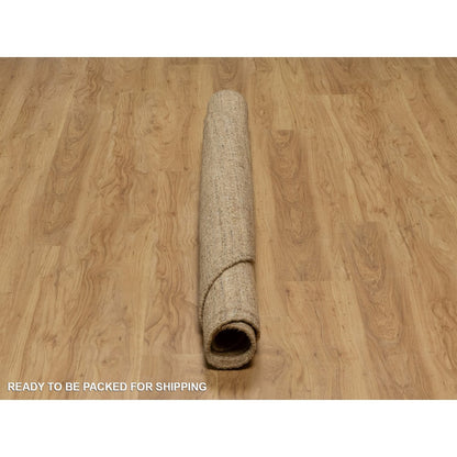 6'x6' Brown Natural Wool Vertical Stripes Design Hand Loomed Round Rug