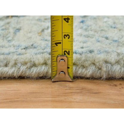 2'6"X10' Gray Fine Jacquard Hand Loomed Wool And Silk Runner Rug