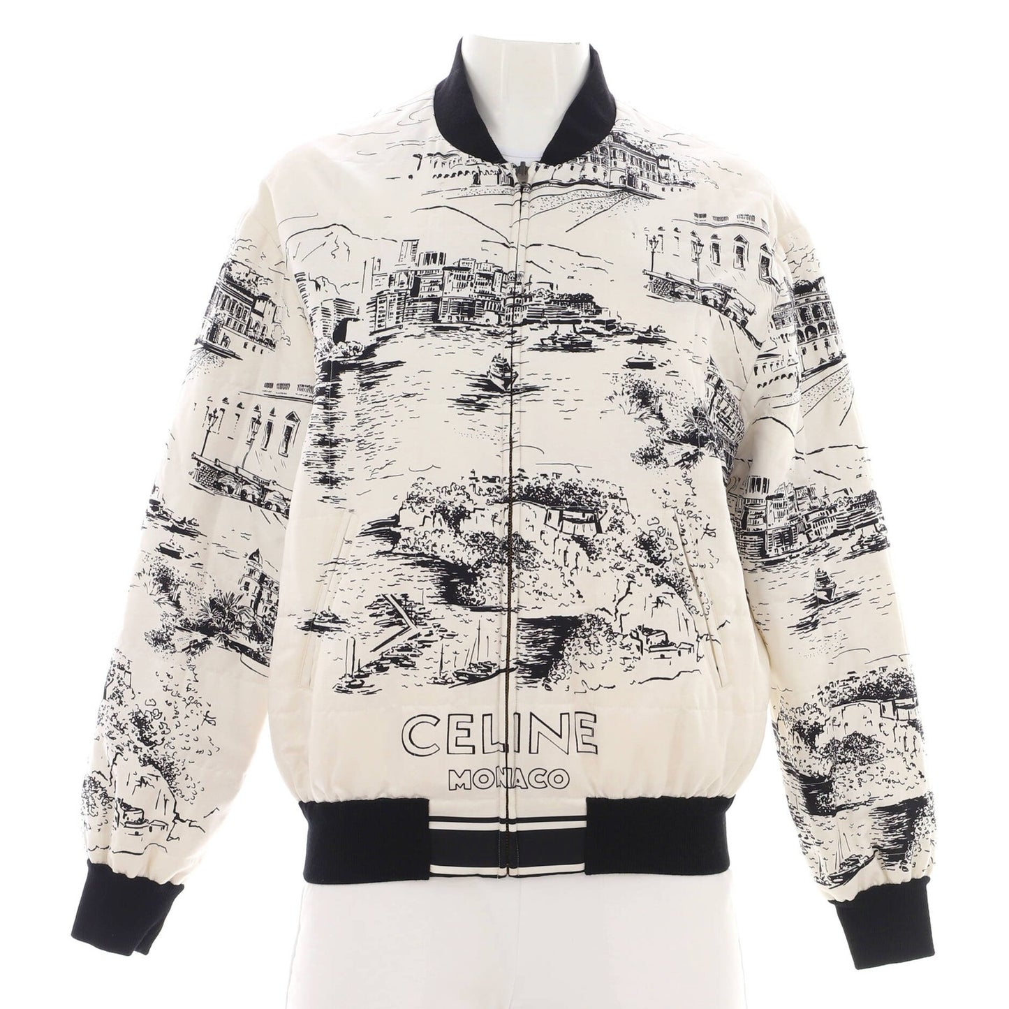 Celine Women'S Reversible Bomber Jacket Printed Silk