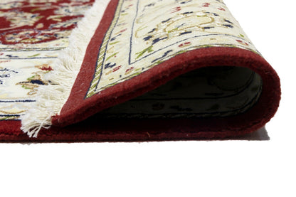 6X6 Ft Square Red Floral Indo-Nain Rug Classic