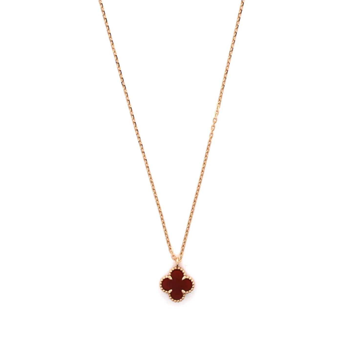Van Cleef & Arpels Sweet Alhambra Pendant Necklace 18K Rose Gold And Carnelian
