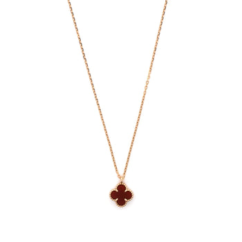 Van Cleef & Arpels Sweet Alhambra Pendant Necklace 18K Rose Gold And Carnelian