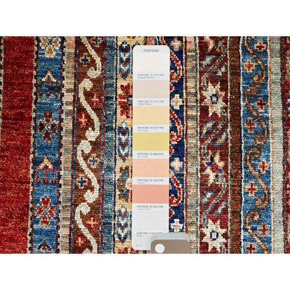 4'2"X5'9" Gilded Beige Super Kazak Shawl Design Wool Hand Knotted Rug