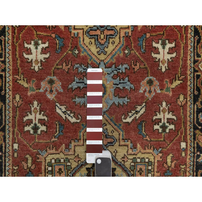 2'7"X7'10" Red Heris Revival New Zealand Wool Hand Knotted Runner Rug
