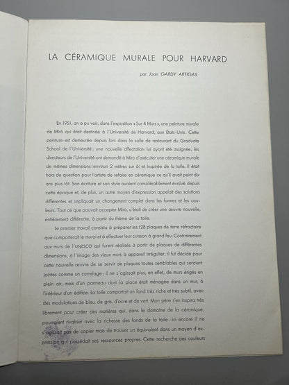 Joan Miro Derriere Le Miroir No 123 Miro. Ceramique Pour Harvard 1961 Lithograph