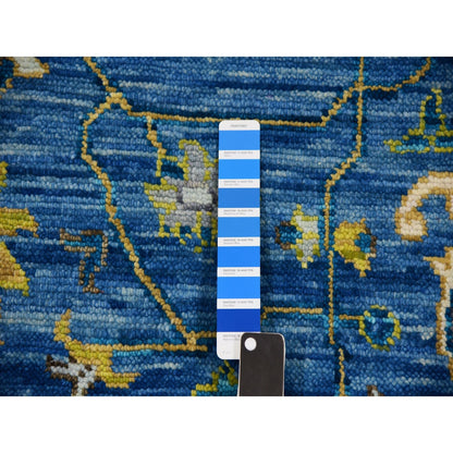 9'2"X12' Blue Soft To The Touch Seeripe Heris 100% Wool Hand Knotted Rug