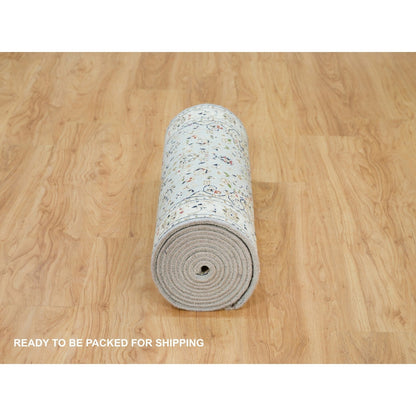 2'9"X14' Beau Blue Nain Design 250 Kpsi Wool Hand Knotted Xl Runner Rug