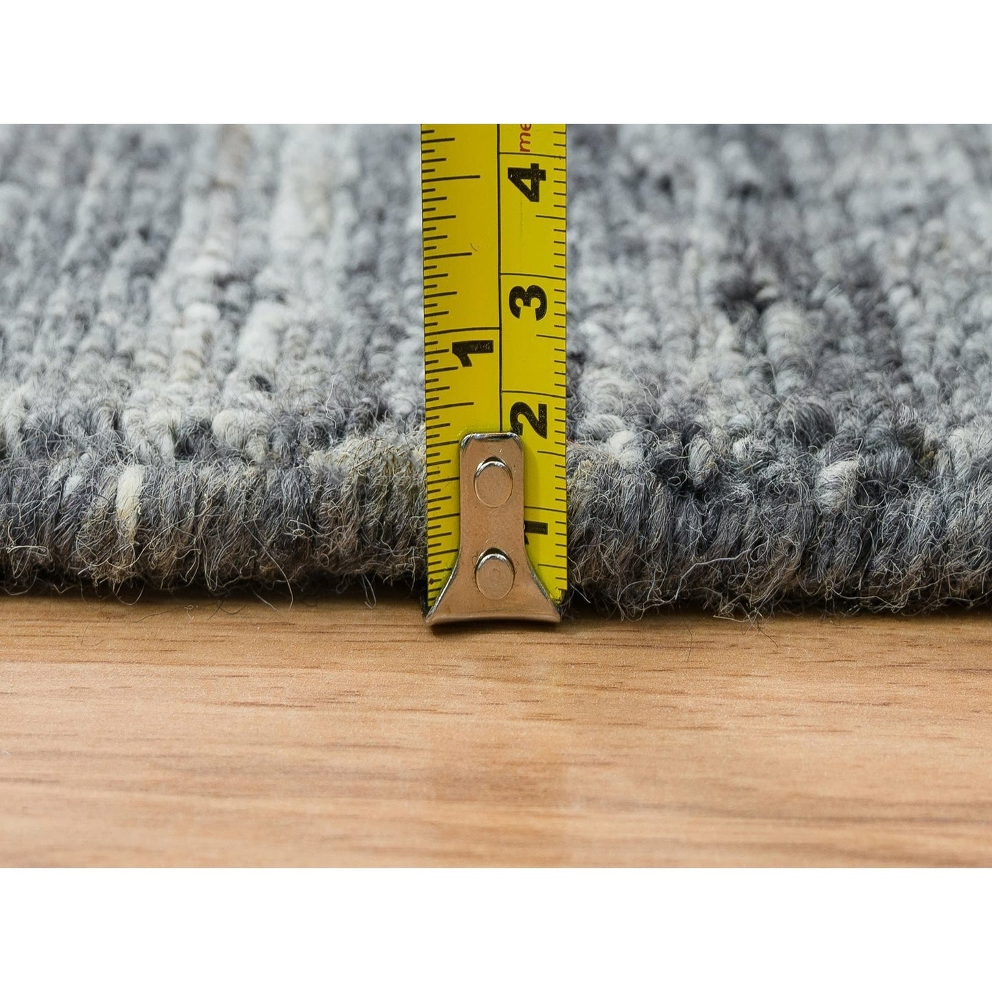 10'X10' Arsenic Gray Wool Modern Striae Round Hand Loomed Oriental Rug