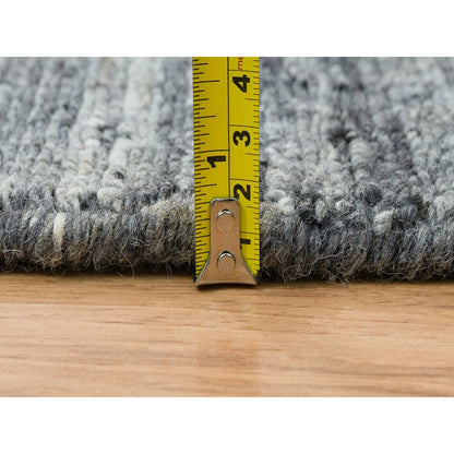 10'X10' Arsenic Gray Wool Modern Striae Round Hand Loomed Oriental Rug