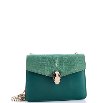 Bvlgari Serpenti Forever Square Shoulder Bag Leather And Stingray Small