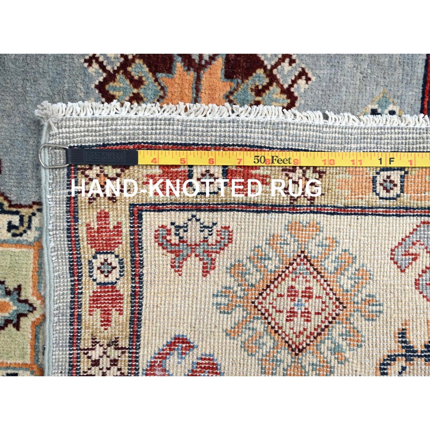 5'7"X7'5" Poolhouse Gray Special Kazak Hand Knotted 100% Wool Rug