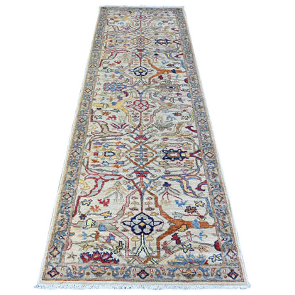 3'X9'5" Gray Aryana Natural Dyes Pure Wool Hand Knotted Oriental Rug