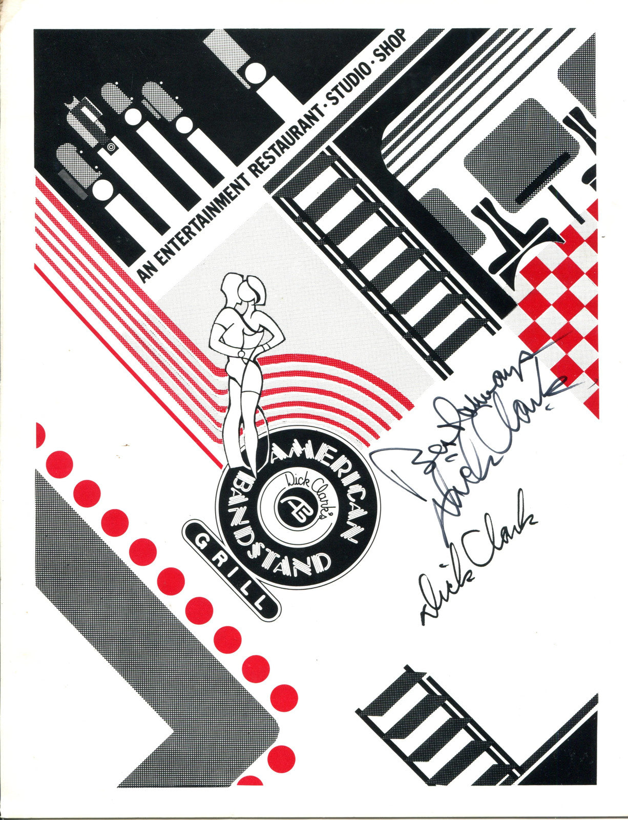 Dick Clark Autographed American Bandstand Grill Menu (Jsa)