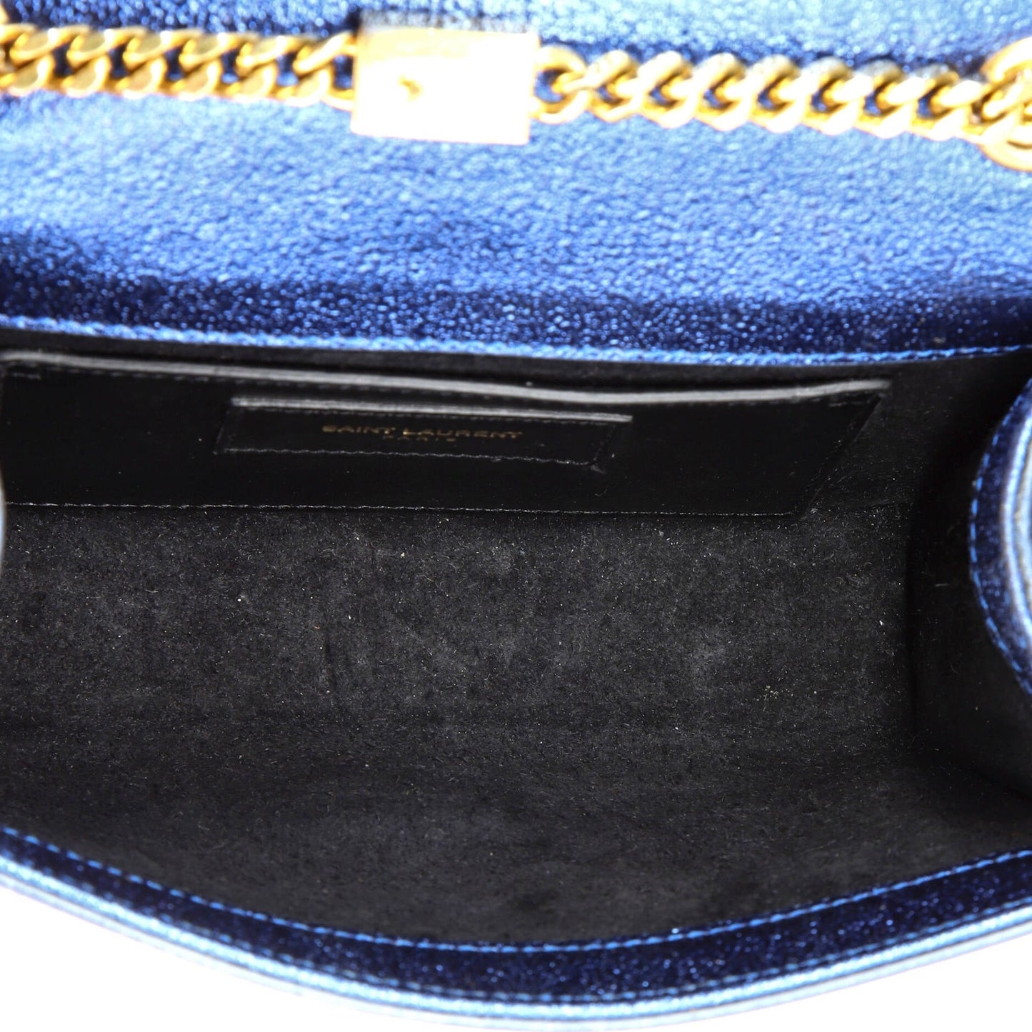 Saint Laurent Classic Monogram Crossbody Bag Metallic Leather Small