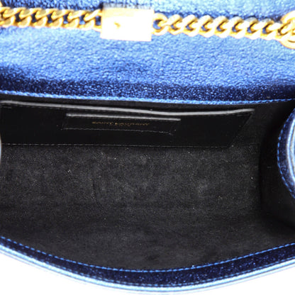 Saint Laurent Classic Monogram Crossbody Bag Metallic Leather Small