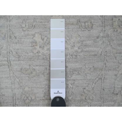 2'5"X5'8" Gray Hand Knotted Washed Out Peshawar 100% Wool Runner Rug