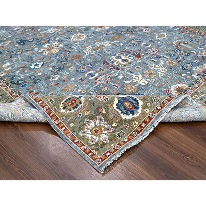 9'X11'10" Gray Heris All Over Design Hand Knotted Pure Wool Oriental Rug