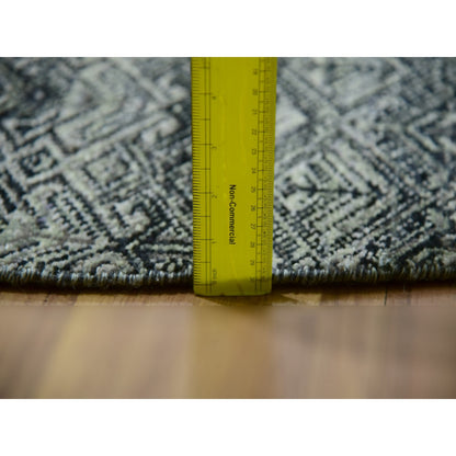 12'X12' Graphite Gray Hand Knotted Kohinoor Herrita All Wool Round Rug