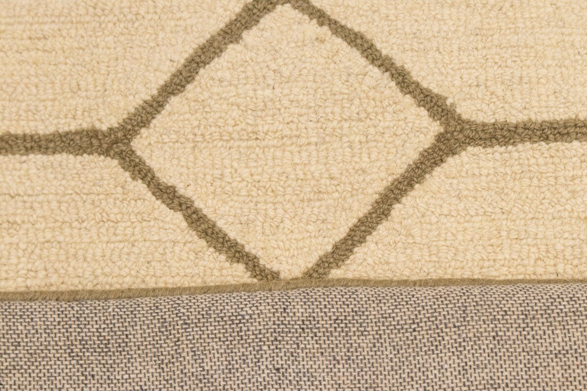 Cream Geometric Design Hand-Tufted Modern Wool