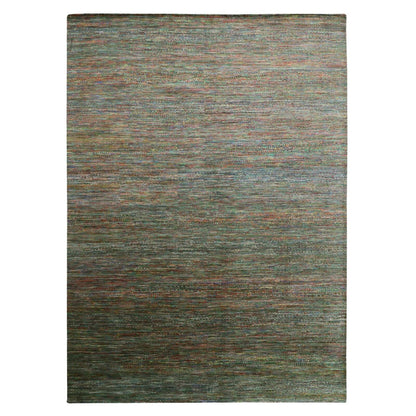 10'X14' Asphalt Black Modern Grass Design Wool And Silk Hand Knotted Rug