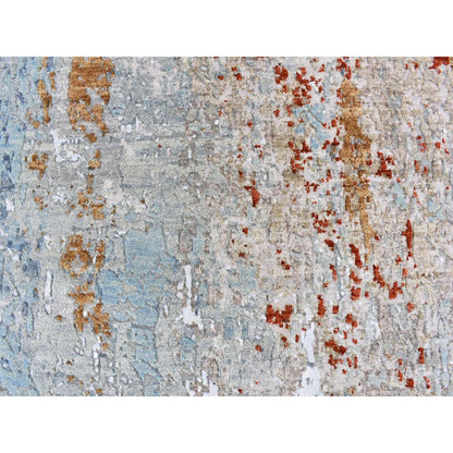 3'2"X5'5" Hi-Low Pile Abstract Design Wool Hand Knotted Rug