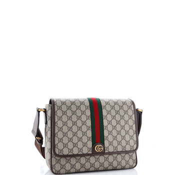 Gucci Ophidia Flap Messenger Bag Gg Coated Canvas Medium
