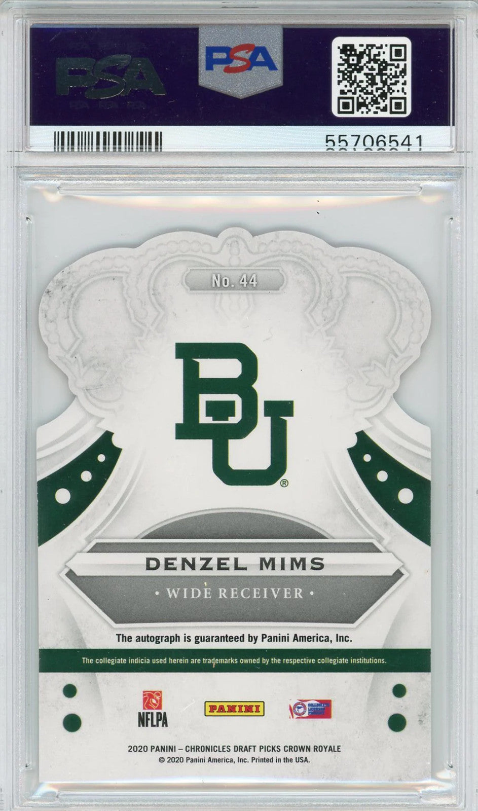 Denzel Mims Autographed 2020 Panini Chronicles Crown Royale Red Rookie Card (Psa