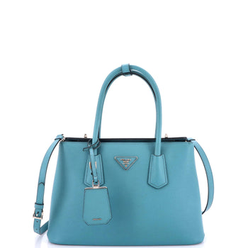 Prada Turnlock Cuir Twin Tote Saffiano Leather Small