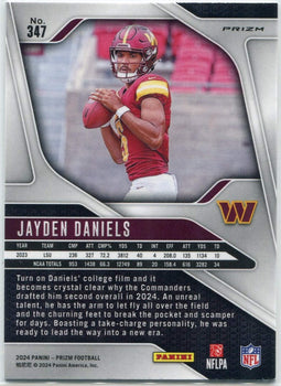Jayden Daniels 2024 Panini Prizm Silver Prizm Rc