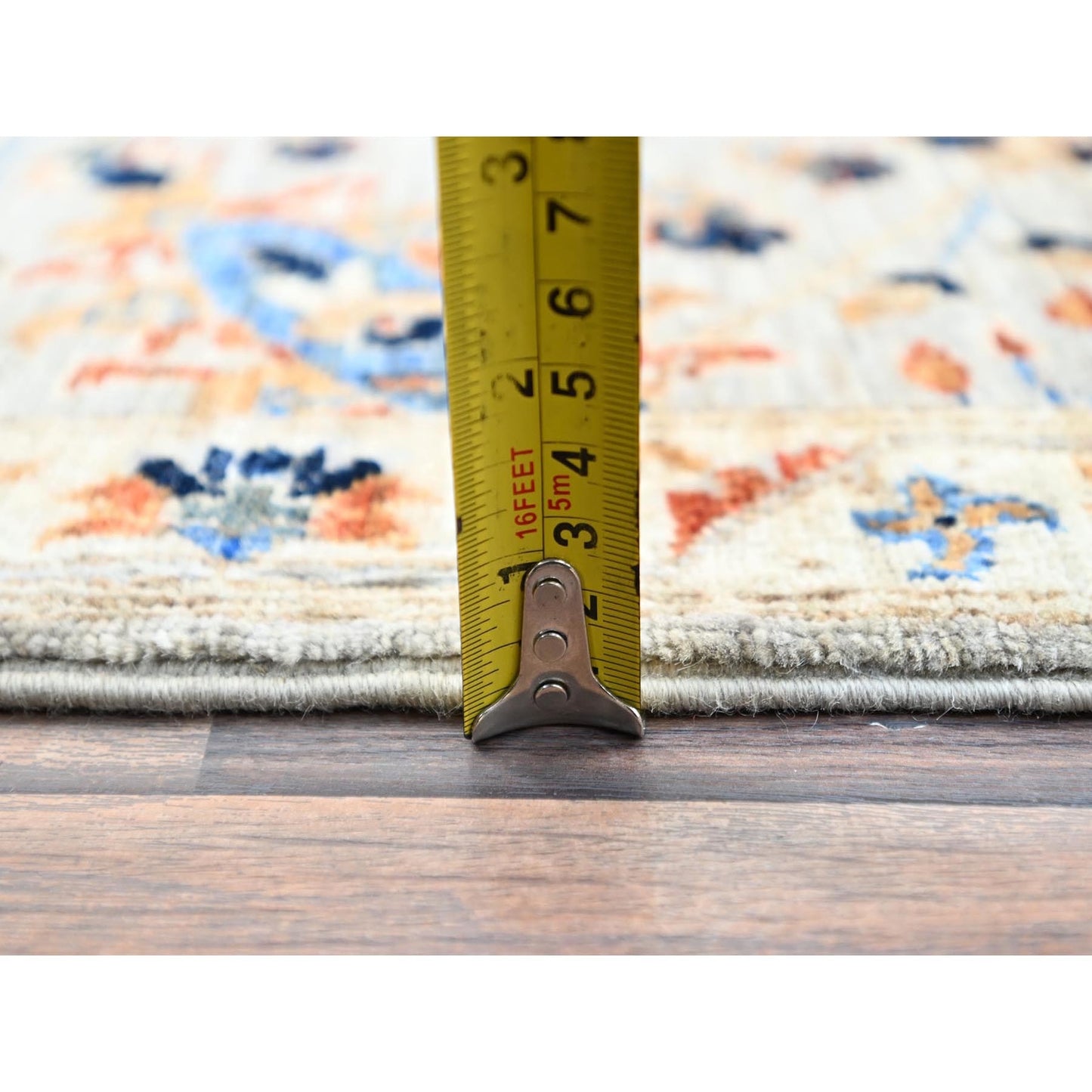 2'7"X10' Green Pure Wool Mamluk Dynasty Hand Knotted Runner 200 Kpsi Rug