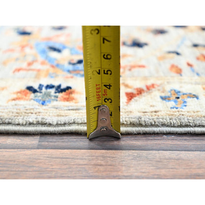 2'7"X10' Green Pure Wool Mamluk Dynasty Hand Knotted Runner 200 Kpsi Rug