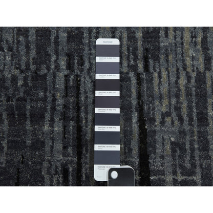 8'X8'4" Gray And Black Hand Knotted Modern Ombre Design Wool Square Rug