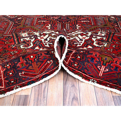 7'10"X11'4" Red Hand Knotted Cleaned Evenly Worn Vintage Oriental Rug