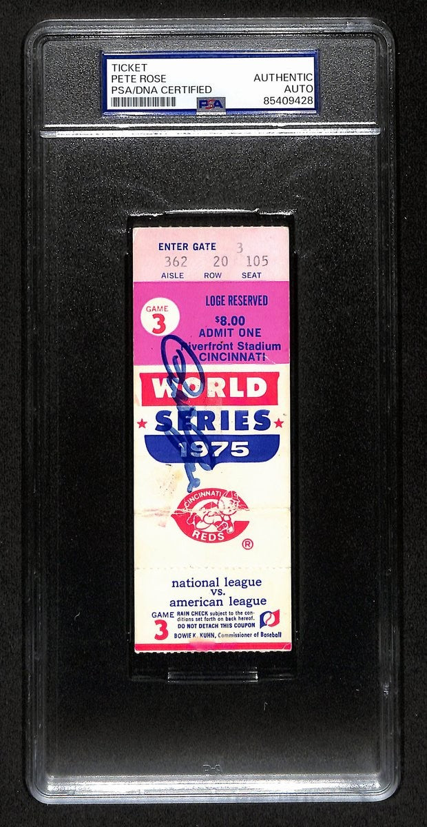 Pete Rose Signed/Autographed 1975 World Series Game 3 Ticket Stub Psa/Dna 194190