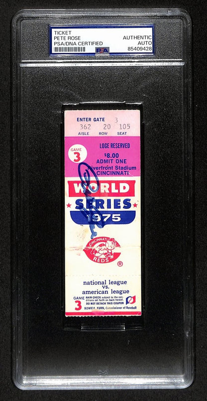 Pete Rose Signed/Autographed 1975 World Series Game 3 Ticket Stub Psa/Dna 194190