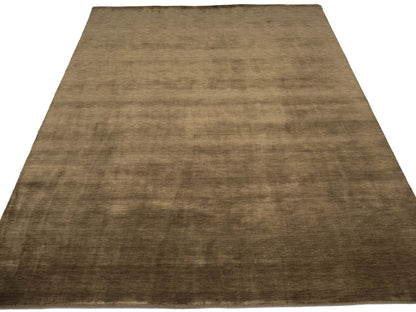 Brown Solid Design Hand-Loomed 9X12 Gabbeh Wool