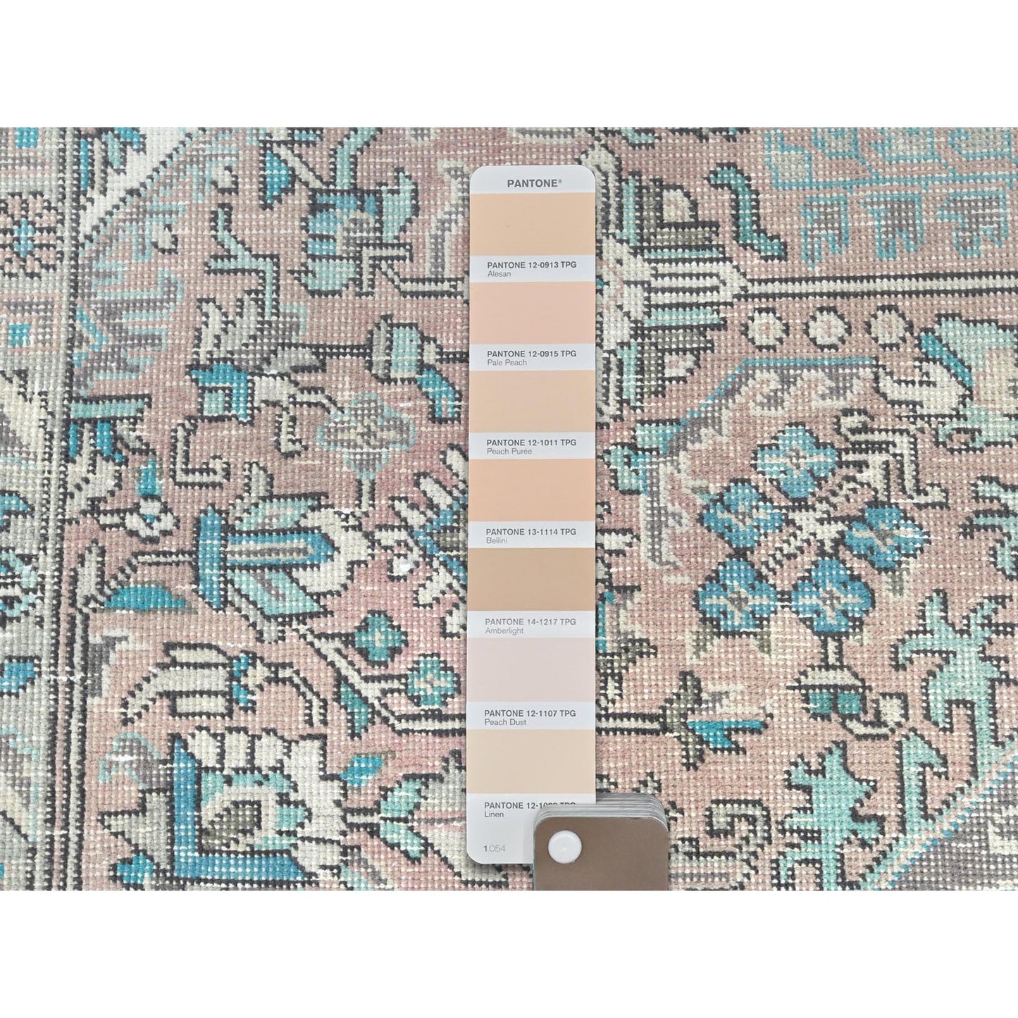 8'X10'8" Peach Color Distressed Look Old Farsian Hand Knotted Wool Rug
