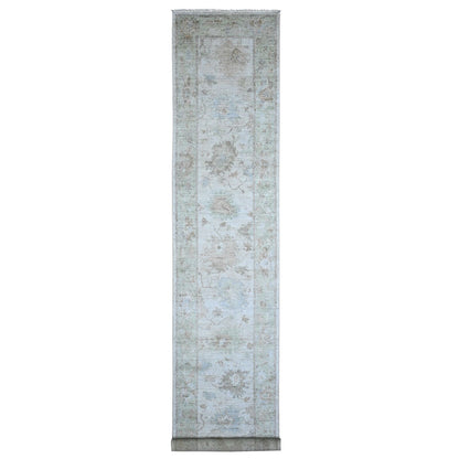 2'10"X16' Silver Gray Angora Oushak Oversized Oriental Runner Rug