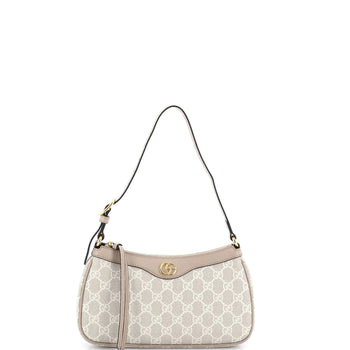 Gucci Ophidia Zip Pochette Shoulder Bag Gg Coated Canvas With Leather Small